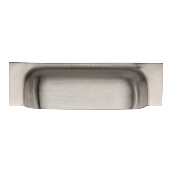 C2766 96-SN • 76/96 c/c x 145x42x22mm • Satin Nickel • Heritage Brass Concealed Fix Square Plate Contemporary Cup Handle